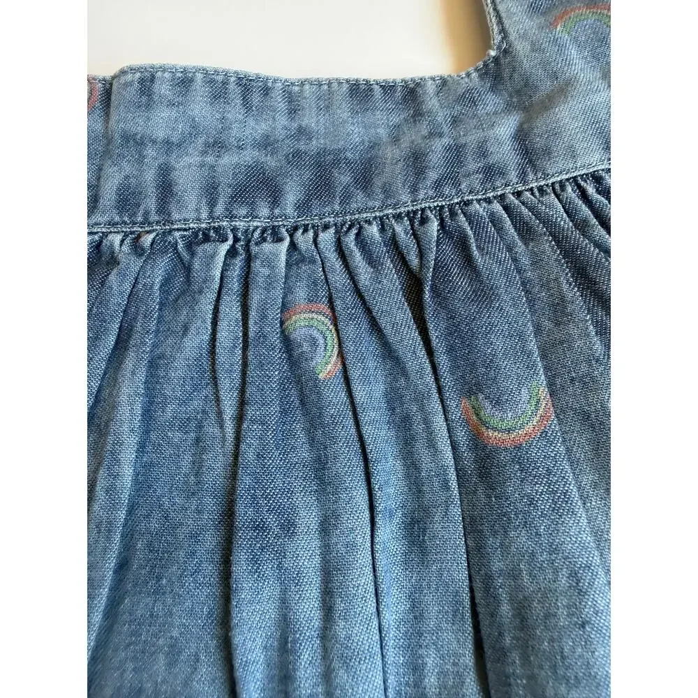 NWT Tucker + Tate Girls 4 Blue Rainbow Chambray Flutter Sleeve Dress